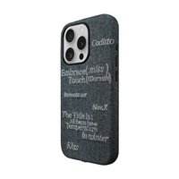 Étui de téléphone en toile denim pour la série 17, texte personnalisé, doublure premium, protection 360°, protection magnétique de l'objectif
