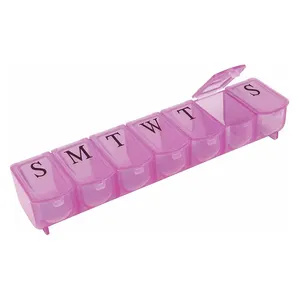 Mini pastillero portátil transparente de 7 días, venta al por mayor, cajas de almacenamiento de pastillas de plástico para viajes
