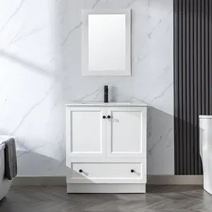 30" Bathroom Vanity Cabinet Painted Cabinet Single Sink Mirror Bathroom Vanity Double Doors Vanities For Bathroom