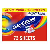 Feuilles anti-transfert de teinture jetables, 72 feuilles, pour laver le linge blanc et les couleurs sans danger et sans transfert de teinture