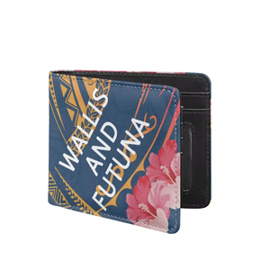 Cartera de cuero PU con logotipo personalizado estampado tribal polinesio Wallis y <span class=keywords><strong>Futuna</strong></span> billetera de moda para hombre impresión bajo demanda - Product Image 1