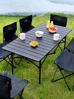 Table de camping pliable multi-usage avec plateau stable pour barbecue en plein air, pique-nique, repos en bord de route, événements en arrière-cour