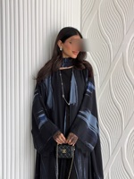 Abaya Kimono Femme Musulmane 2026 à Imprimé Aquarelle Abstraite, Robe Islamique Ouverte en Chiffon de Dubaï, Vente en Gros