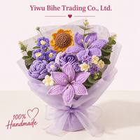 BH Cross-Border China Valentinstag Hochwertige Künstliche Blumen Handgebundener Handgefertigter Rosen-Lilien-Tulpen-Strickgarn-Blumenstrauß