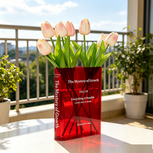 Vase porte-livres en acrylique transparent pré-assemblé, design moderne et minimaliste, vente en gros directe d'usine pour la décoration intérieure - Product Image 3