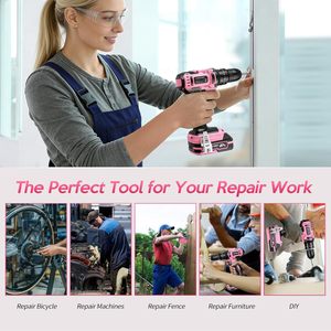 Ensemble perceuse sans fil 20V DIY avec chargeur <span class=keywords><strong>de</strong></span> batterie et mallette <span class=keywords><strong>de</strong></span> transport, mandrin 3/8, 2 vitesses variables, 1550 tr/min, 72 embouts - Product Image 6