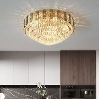 Lampes design modernes de luxe Éclairage créatif Plafonnier rond en cristal K9 doré