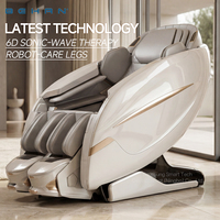 Fauteuil de massage de luxe à ondes sonores 8D avec soin des jambes par robot |   Masseur corporel complet à pétrissage profond pour le bien-être à domicile