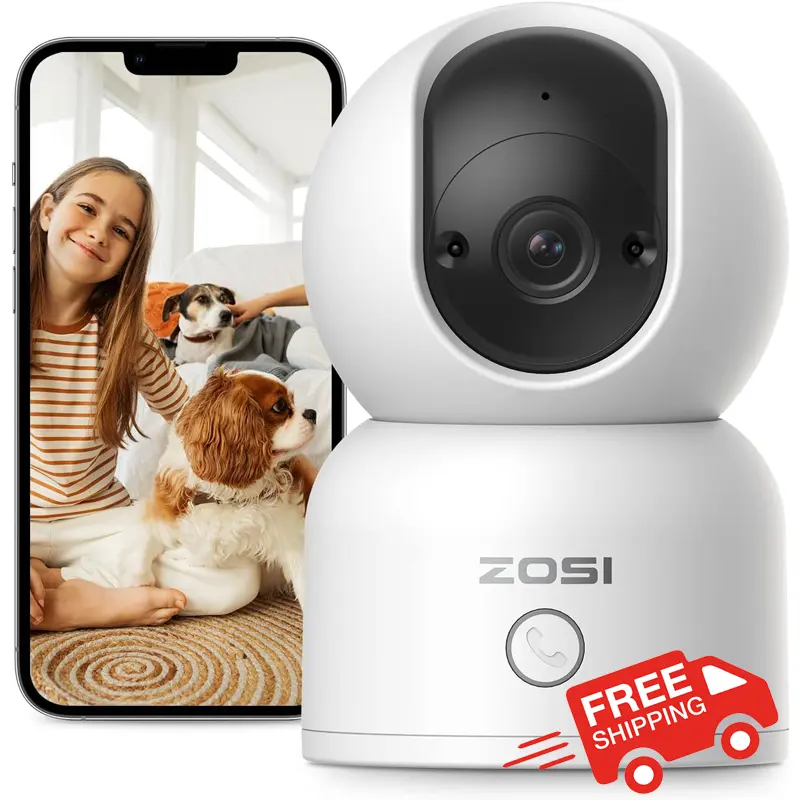 Livraison gratuite aux États-Unis continentaux Caméra de sécurité domestique intelligente double bande WiFi 2K ZOSI Indoor Pan & Tilt Bady 3MP CCTV Caméras de sécurité