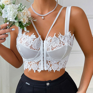 Glory Beauty of the West : Camisole sexy et tendance pour <span class=keywords><strong>femme</strong></span>, en dentelle et résille transparente, à double bretelles, style débardeur - Product Image 3
