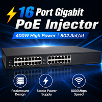 Injecteur PoE Gigabit 16 ports haute puissance 802.3af/at, Hub d'alimentation montable en rack pour réseau CCTV AP