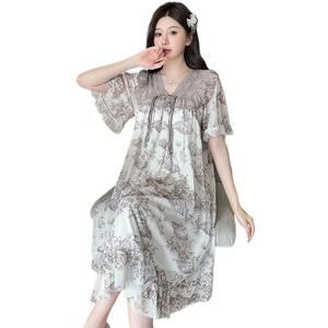 Haute qualité été court ensemble vêtements de nuit pour femmes <span class=keywords><strong>jolie</strong></span> chemise de nuit pyjamas pantalon <span class=keywords><strong>nuisette</strong></span> chemise de nuit avec maille <span class=keywords><strong>nuisette</strong></span> pour femmes - Product Image 1