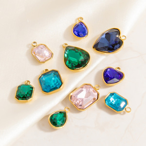 Pendentif en pierre de verre, formes mixtes, zircon synthétique pour la fabrication de bijoux PJ91913 - Product Image 3