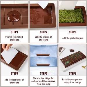 MUYULINS Dubai Chocolate Mold, deep and thick <b>silicone</b> mold, used for filling large chocolate candy bars - Product Image 6