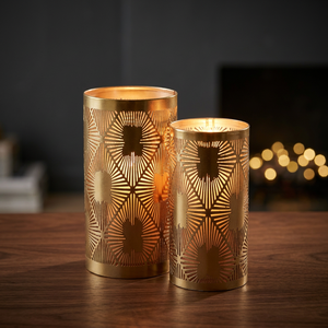 Sonnet Decor Cylinder Iron Candle Holder Die Cutting Digital Printing 1 Color Heat Resistant Handmade <b>Christmas</b> Home <b>Lantern</b> - Product Image 2