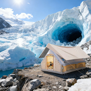 Carpa Inflable Oxford Impermeable Portátil con Base <span class=keywords><strong>de</strong></span> PVC, Dos Puertas, Cuatro Estaciones, Dos Habitaciones para Escapadas <span class=keywords><strong>de</strong></span> <span class=keywords><strong>Fin</strong></span> <span class=keywords><strong>de</strong></span> <span class=keywords><strong>Semana</strong></span>, <span class=keywords><strong>Camping</strong></span> Básico - Product Image 1