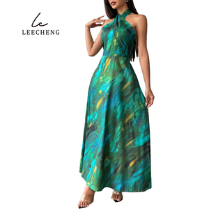 Elegante da donna Casual abito estivo Vintage con stampa Tie Dye lungo Frenum abito da insegnante <span class=keywords><strong>per</strong></span> feste di festa stile formale - Product Image 4