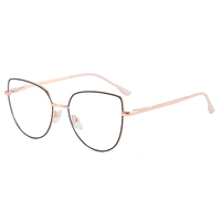 Lunettes de vue anti-lumière bleue BK T8038 Cat Eye pour femmes, monture en métal, protection UV400, lunettes optiques, or noir, tendance