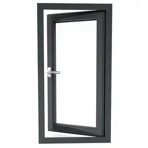 Reachingbuild Power coating black aluminum swing door clear glass casement door