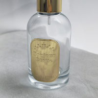 Autocollant personnalisé en métal pour flacon de parfum avec étiquette en aluminium