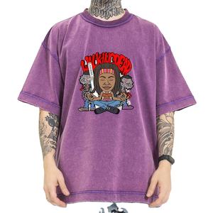 T-shirt surdimensionné blanc délavé à l'acide pour hommes Vente en gros Hip Hop Poids lourd Design personnalisé Logo imprimé Street Wear - Product Image 1