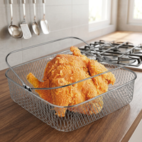 Panier de friteuse à air et passoire en maille d'acier inoxydable écologique, pliable, compatible lave-vaisselle et four, avec crochets