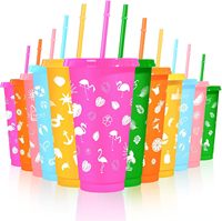 Couvercle de gobelet en plastique léger personnalisable paille à changement de couleur froid étanche sport usage quotidien pour les boissons de jus fêtes randonnée