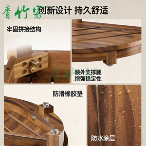 Étagère d'angle pour salle de bain Green Bamboo Guest Corner, en bois massif, 30 cm, étagère de rangement multi-usages pour salle de bain et douche - Product Image 3