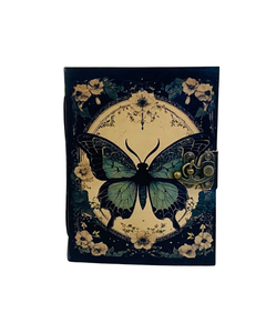 Carnet Grimoire en Cuir Papillon Fait Main, Style Vintage, Gaufré, avec Pages Blanches pour Écriture, Dessin, Esquisse et Notes - Product Image 1