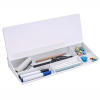 Tableau blanc effaçable à sec en verre 400x180mm pour bureau, avec compartiment de rangement et support de clavier incliné, pour bureau et domicile