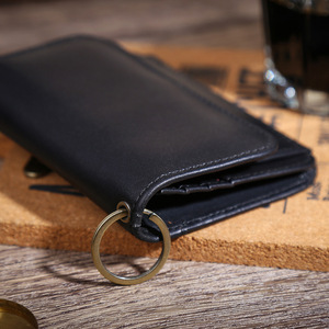 Genuine Leather Folding Coin <b>Purse</b> Slim Retro Style Top Layer Cowhide <b>Small</b> Card Holder RFID Women's Wallet - Product Image 4