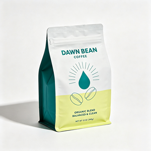 Sachet de café à fond plat en feuille épaisse résistant au gel pour stockage à froid des grains de café, produit avec logos de marque personnalisés - Product Image 1