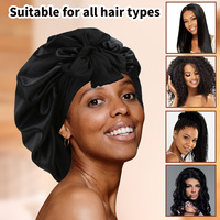 Bonnet de Nuit en Satin et Tulle 2-en-1 avec Longue Sangle, Protection Capillaire Quatre Saisons pour Femme