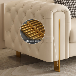 Canapé sectionnel nordique de luxe moderne capitonné trois places avec structure métallique, rembourrage <span class=keywords><strong>en</strong></span> éponge, écologique et durable pour appartement - Product Image 4
