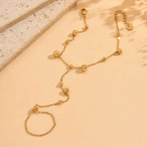 Trendy CZ parmak bilezik boncuklu zincir su geçirmez paslanmaz çelik takı Minimalist moda kadın aksesuarları kuyumcu - Product Image 4