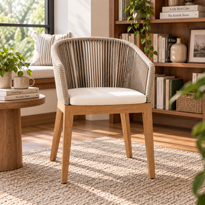 Scandinavian Rattan <b>Garden</b> Chair With Oak Legs And Foam <b>Cushion</b> Tapered Leg Design For Living Room <b>Outdoor</b> Use - Product Image 1