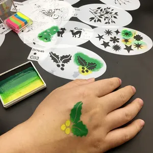 Pochoirs pour Peinture Corporelle, Visage Art, Halloween, Fête d'Anniversaire, Maquillage, Tampons Réutilisables, Tatouages Temporaires, 9 Pièces - Product Image 6