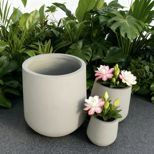 Pot de fleurs moderne en bois, jardinière en fibre de verre pour la décoration de rues, hôtels et jardins, style AT-Z55 Weat - Product Image 5