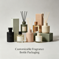 Bouteilles diffuseurs de parfum en verre ambré carrées personnalisées 100ML avec couvercle en bois noir |   Boîte d'emballage personnalisée pour marques de parfums d'intérieur