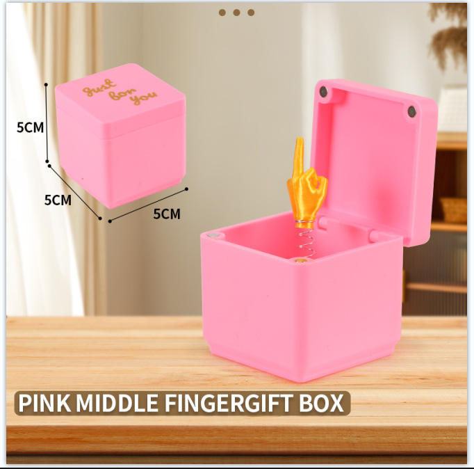 Caja de regalo con dedo medio, color rosa (OPP en inglés)