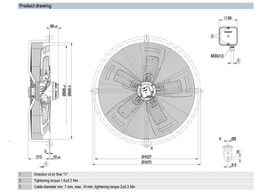 พัดลมแกน AC รุ่น S6D910-AB05-05 ขนาด 910 มม. ยี่ห้อ ebm-papst สำหรับงานหนัก ระบายความร้อนในอุตสาหกรรม ใช้กับระบบ HVAC และระบบหอทำความเย็น - Product Image 2