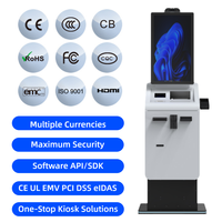 Quiosco de autoservicio con soporte de piso Crtly con aceptador de efectivo, reciclador de moneda, dispensador de tarjeta de intercambio, quiosco de pantalla táctil, pago