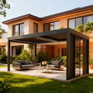 Pergola motorisée en aluminium avec revêtement en poudre sur mesure, 3x3m, 3x4m, 4x6m, 5x6m, pavillon, gazebo, éclairage LED, résistant à la pourriture, terrasses de <span class=keywords><strong>restaurant</strong></span> - Product Image 4