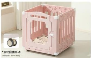 Corral para Mascotas de HDPE y Acrílico, Suave, Dulce, para Actividades, Interior, Duradero, Fácil de Limpiar, con Ruedas para Mascotas Domésticas - Product Image 4