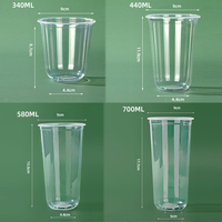Gobelets en plastique biodégradables de qualité alimentaire, à fond arrondi, avec couvercle en dôme, pour boissons à emporter.