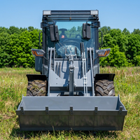 Mini-chargeuse sur pneus articulée compacte 4x4 avec chargeur frontal hydraulique, attache rapide, fourche à palettes et lame à neige pour la construction agricole