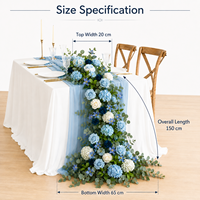 Rangkaian Bunga Tiruan Biru Putih Bertingkat, Siap Kirim, Custom, Mawar Hydrangea Buatan, Dekorasi Meja untuk Pernikahan, Pesta, dan Rumah