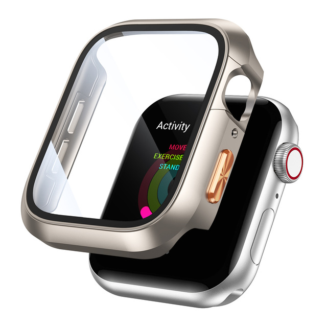 Smart Watch Case Tempered Glass Screen Protector 2in1 S10 42mm 46mm for Apple Watch PC Protective Case