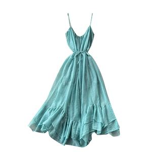 Robe longue d'été tendance grande taille pour femme, avec bretelles et empiècements en dentelle – Nouveauté très prisée - Product Image 1