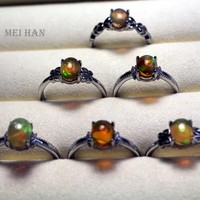 Meihan vente en gros de perles ovales en pierre d'opale naturelle bague réglable pour femmes pour la fabrication de bijoux cadeau